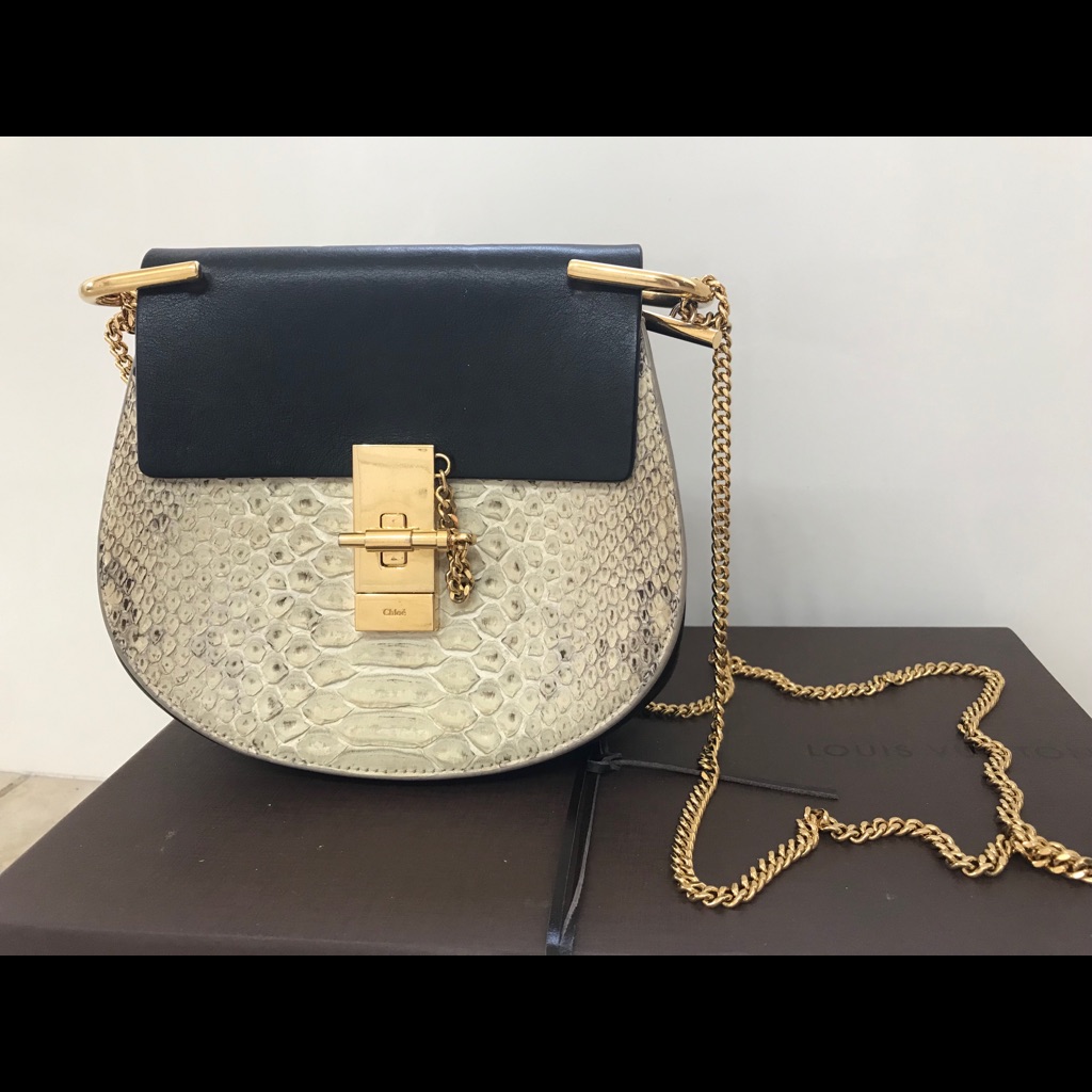 Black Python Chloe Shoulder Bag